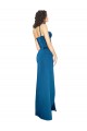 Boutique Bleu paon Fourreau Bretelles spaghetti Satiné Soyeux Longue Formelles Robes demoiselle d'honneur / Robes de soirée / Robes de bal