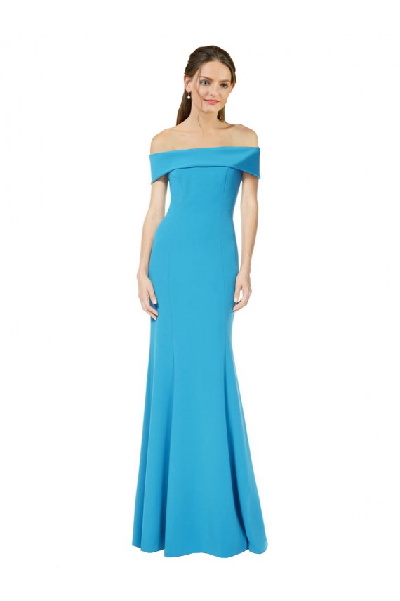 Boutique Bleu paon Fourreau Épaule Dénudée Crêpe Stretch Longue Formelles Robes demoiselle d'honneur / Robes de soirée / Robes de bal