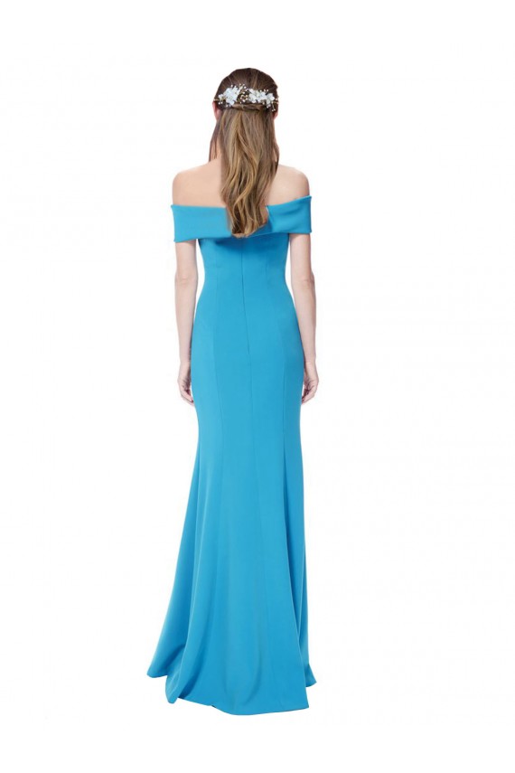 Boutique Bleu paon Fourreau Épaule Dénudée Crêpe Stretch Longue Formelles Robes demoiselle d'honneur / Robes de soirée / Robes de bal