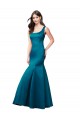 Boutique Bleu paon Sirène Bateau Satiné Longue Robes demoiselle d'honneur / Robes de bal