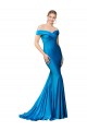 Boutique Bleu paon Sirène Épaule Dénudée Satiné Longue Formelles Robes demoiselle d'honneur / Robes de soirée / Robes de bal