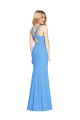 Boutique Bleu paon Trompette Col V Crêpe Stretch Longue Robes demoiselle d'honneur / Robes de bal