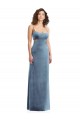 Boutique Bleu poussiéreux Fourreau Col Carré Velours Stretch Longue Formelles Robes demoiselle d'honneur / Robes de soirée / Robes de bal