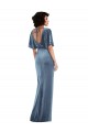 Boutique Bleu poussiéreux Fourreau Velours Stretch Longue Robes demoiselle d'honneur / Robes de bal