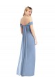 Boutique Bleu poussiéreux Sirène Épaule Dénudée Mousseline Longue Robes demoiselle d'honneur