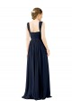 Boutique Bleu poussiéreux Trapèze Col Carré Mousseline Longue Robes demoiselle d'honneur