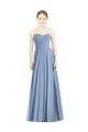 Boutique Bleu poussiéreux Trapèze Mousseline Longue Robes demoiselle d'honneur