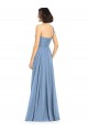 Boutique Bleu poussiéreux Trapèze Mousseline Longue Robes demoiselle d'honneur