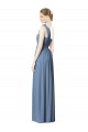Boutique Bleu poussiéreux Trapèze Mousseline Longue Robes demoiselle d'honneur