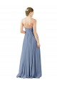 Boutique Bleu poussiéreux Trapèze Mousseline Longue Robes demoiselle d'honneur