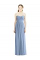 Boutique Bleu poussiéreux Trapèze Sans bretelle Mousseline Longue Robes demoiselle d'honneur