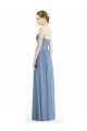 Boutique Bleu poussiéreux Trapèze Sans bretelle Mousseline Longue Robes demoiselle d'honneur