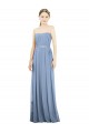 Boutique Bleu poussiéreux Trapèze Sans bretelle Mousseline Longue Robes demoiselle d'honneur