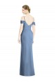 Boutique Bleu poussiéreux Trapèze Épaule Dénudée Mousseline Longue Formelles Robes demoiselle d'honneur / Robes de soirée