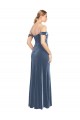 Boutique Bleu poussiéreux Trapèze Épaule Dénudée Sans bretelle Velours Stretch Longue Robes demoiselle d'honneur / Robes de bal