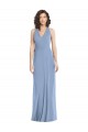 Boutique Bleu poussiéreux Trompette Licou Col V Mousseline Longue Formelles Robes demoiselle d'honneur / Robes de soirée