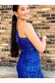 Boutique Bleu roi Fourreau Courte Paillettes Velours Courte Robes de bal