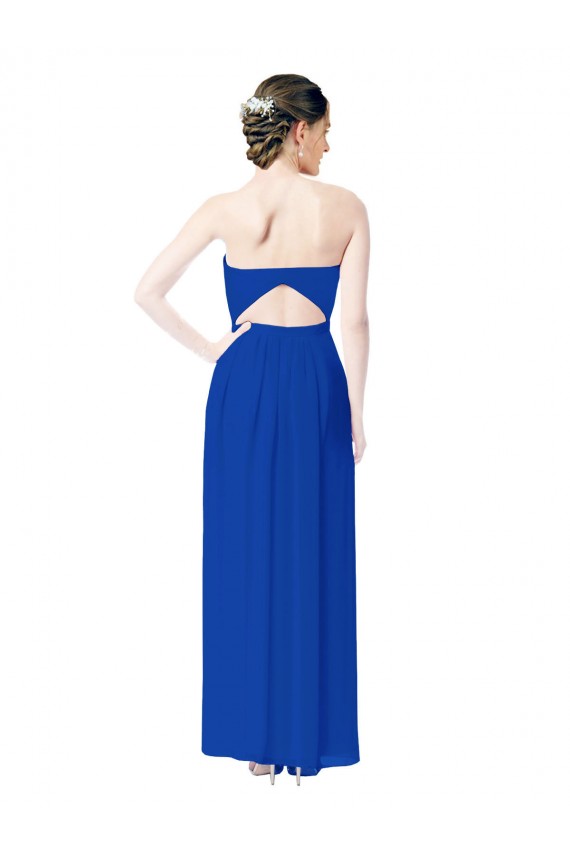 Boutique Bleu roi Fourreau Mousseline Longue Robes demoiselle d'honneur