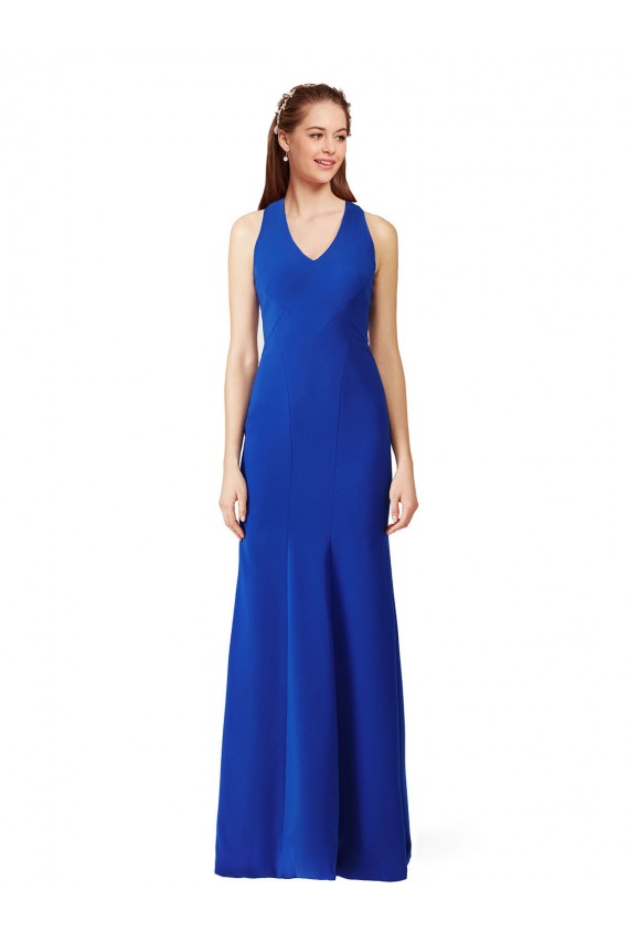 Boutique Bleu roi Sirène Col V Crêpe Stretch Longue Formelles Robes demoiselle d'honneur / Robes de soirée / Robes de bal