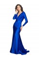 Boutique Bleu roi Sirène Col V Satiné Soyeux Longue Formelles Robes demoiselle d'honneur / Robes de soirée / Robes de bal