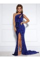 Boutique Bleu roi Sirène Traîne moyenne Paillettes Velours Longue Robes de bal