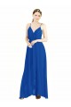 Boutique Bleu roi Trapèze Bretelles spaghetti Col V Mousseline Longue Robes demoiselle d'honneur