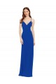 Boutique Bleu roi Trapèze Bretelles spaghetti Col V Mousseline Longue Robes demoiselle d'honneur