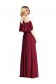 Boutique Bleu roi Trapèze Bretelles spaghetti Col V Mousseline Longue Robes demoiselle d'honneur
