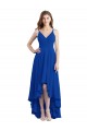 Boutique Bleu roi Trapèze Bretelles spaghetti Mousseline Longue Asymétrique Robes demoiselle d'honneur