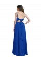 Boutique Bleu roi Trapèze Bretelles spaghetti Mousseline Longue Asymétrique Robes demoiselle d'honneur