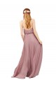Boutique Bleu roi Trapèze Bretelles spaghetti Mousseline Longue Robes demoiselle d'honneur