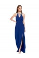 Boutique Bleu roi Trapèze Col Haut Mousseline Longue Robes demoiselle d'honneur