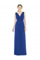 Boutique Bleu roi Trapèze Col V Mousseline Longue Robes demoiselle d'honneur