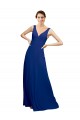 Boutique Bleu roi Trapèze Col V Mousseline Longue Robes demoiselle d'honneur