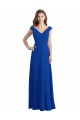 Boutique Bleu roi Trapèze Col V Mousseline Longue Robes demoiselle d'honneur