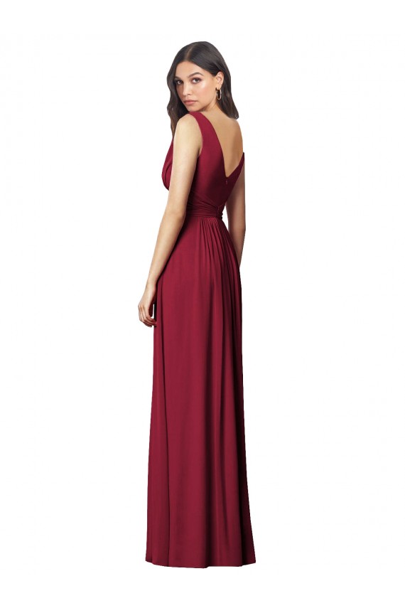 Boutique Bleu roi Trapèze Col V Mousseline Longue Robes demoiselle d'honneur