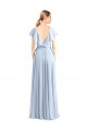 Boutique Bleu roi Trapèze Col V Mousseline Longue Robes demoiselle d'honneur