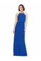 Boutique Bleu roi Trapèze Col bijou Mousseline Longue Robes demoiselle d'honneur