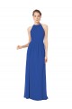 Boutique Bleu roi Trapèze Licou Mousseline Longue Robes demoiselle d'honneur