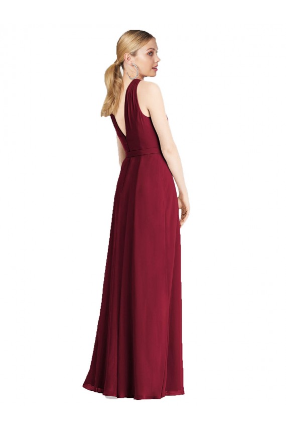 Boutique Bleu roi Trapèze Licou Mousseline Longue Robes demoiselle d'honneur