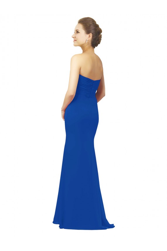 Boutique Bleu roi Trapèze Mousseline Longue Robes demoiselle d'honneur