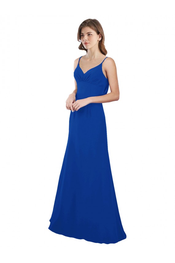Boutique Bleu roi Trapèze Mousseline Longue Robes demoiselle d'honneur