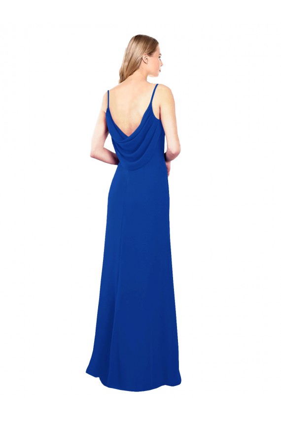 Boutique Bleu roi Trapèze Mousseline Longue Robes demoiselle d'honneur