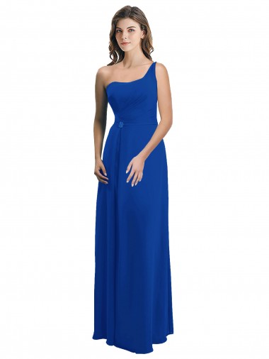Boutique Bleu roi Trapèze Mousseline Longue Robes demoiselle d'honneur