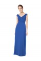 Boutique Bleu roi Trapèze Épaule Dénudée Col V Mousseline Longue Robes demoiselle d'honneur
