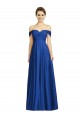 Boutique Bleu roi Trapèze Épaule Dénudée Mousseline Longue Robes demoiselle d'honneur