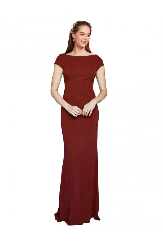 Boutique Bordeaux 10 Sirène Col rond Crêpe Stretch Longue Formelles Robes demoiselle d'honneur / Robes de soirée / Robes de bal