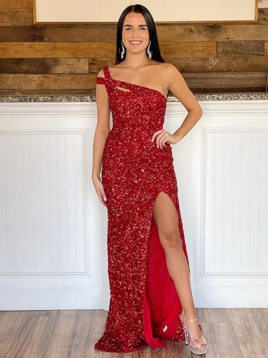 Boutique Bordeaux Fourreau Balayage train Paillettes Velours Longue Robes de bal