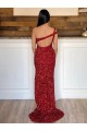 Boutique Bordeaux Fourreau Balayage train Paillettes Velours Longue Robes de bal