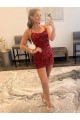 Boutique Bordeaux Fourreau Bretelles spaghetti Courte Paillettes Velours Courte Robes de bal